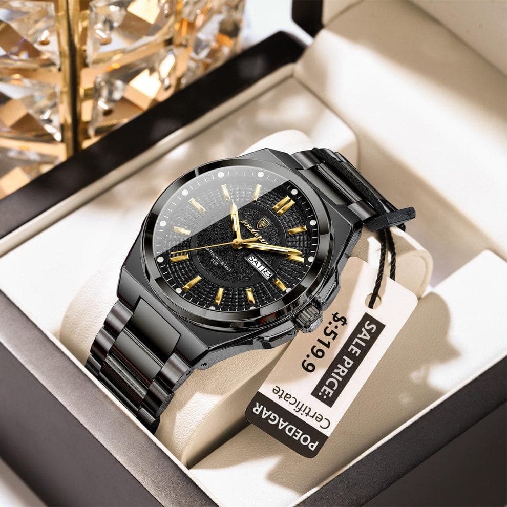 Poedagar 896 Quartz Movement Water Resistant Stainless Steel Mens Watch