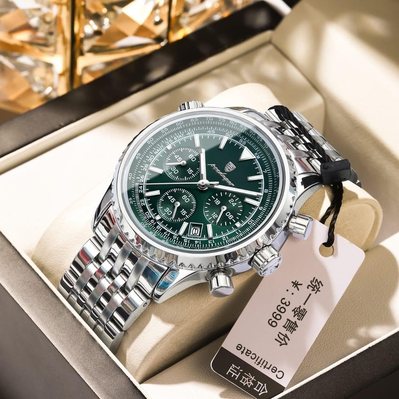 POEDAGAR 960 Chronograph Water Resistant Stainless Steel Mens Watch