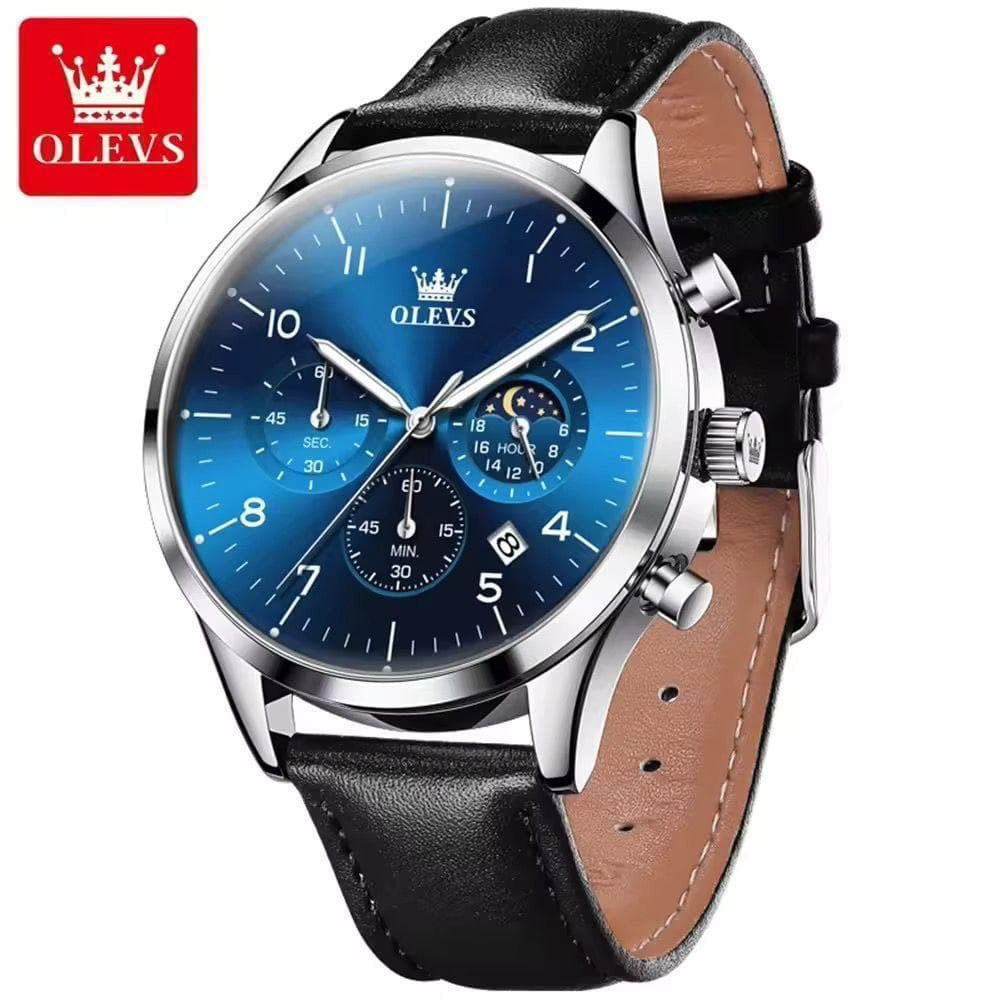 OLEVS 2882 Water Resistant Chronograph Leather Mens Watch