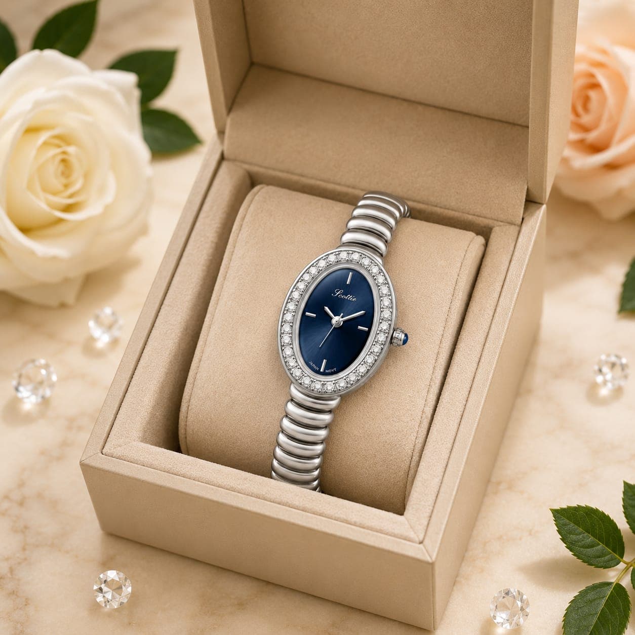 SCOTTIE Ladies Watch Stainless Steel Water Resistant Battery Powered Ladies Watch