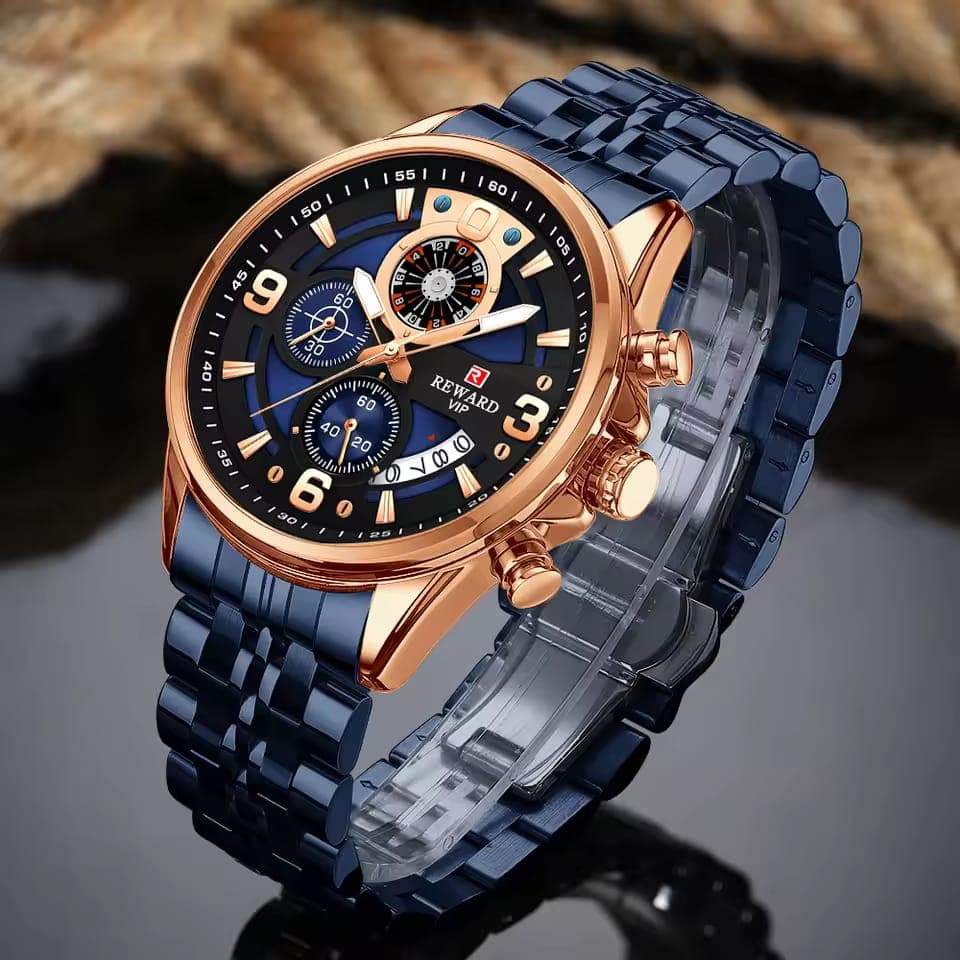 REWARD RD81057M Chronograph Water Resistant Stainless Steel Mens Watch