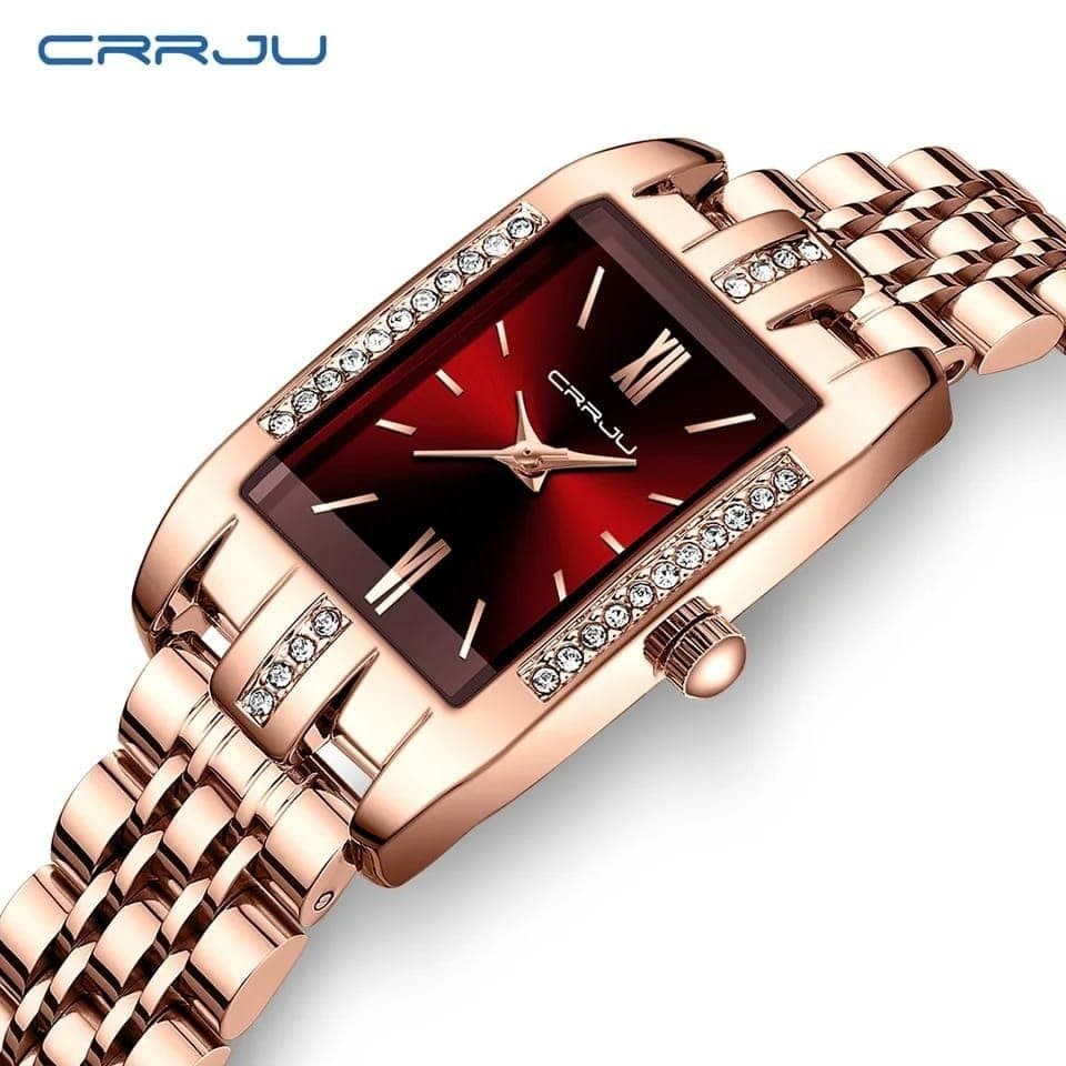 CRRJU 5026 Water Resistant Iced Out Design Stainless Steel Ladies Watch
