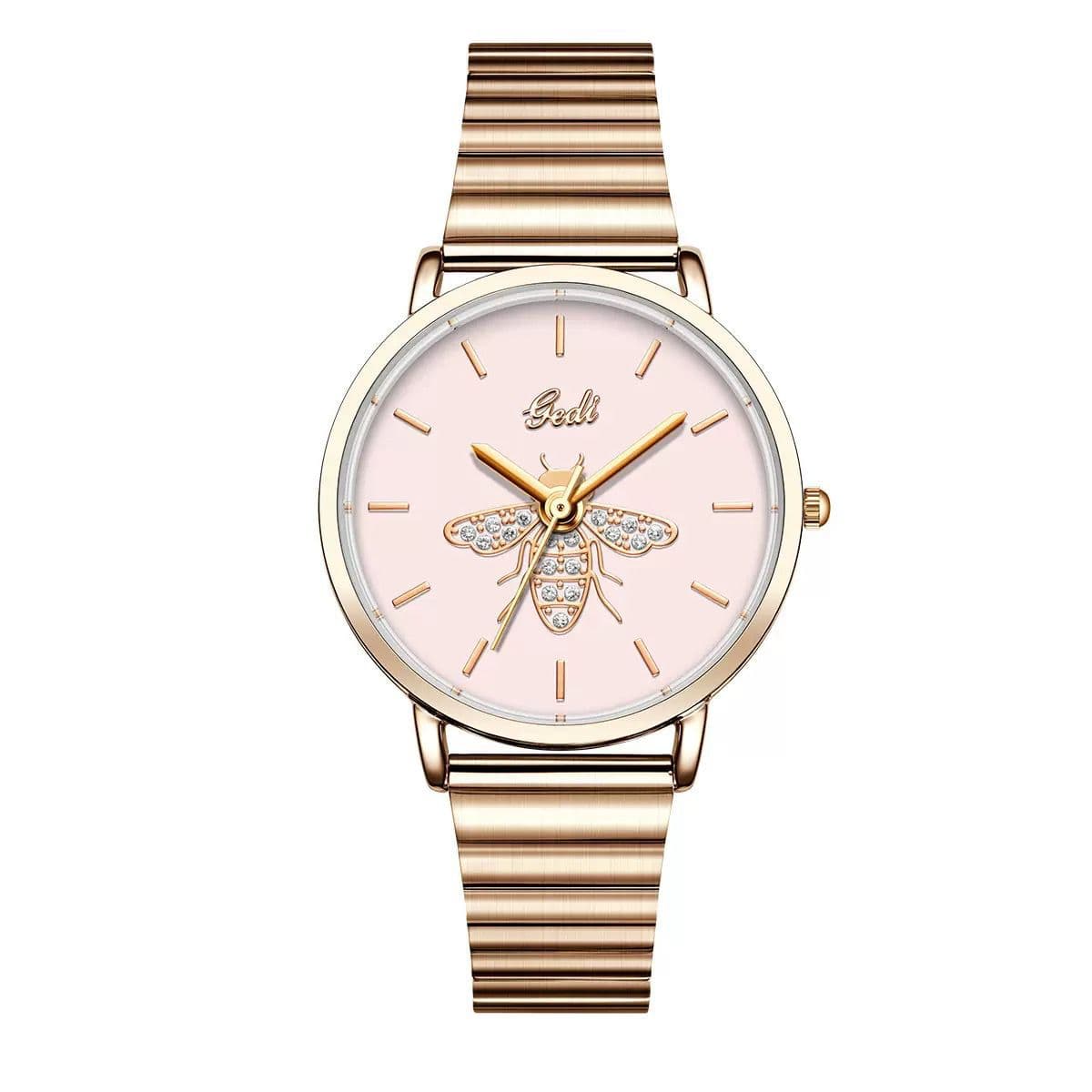 GEDI Water Resistant IPG Plated Steel Unique Butterfly Ladies Watch