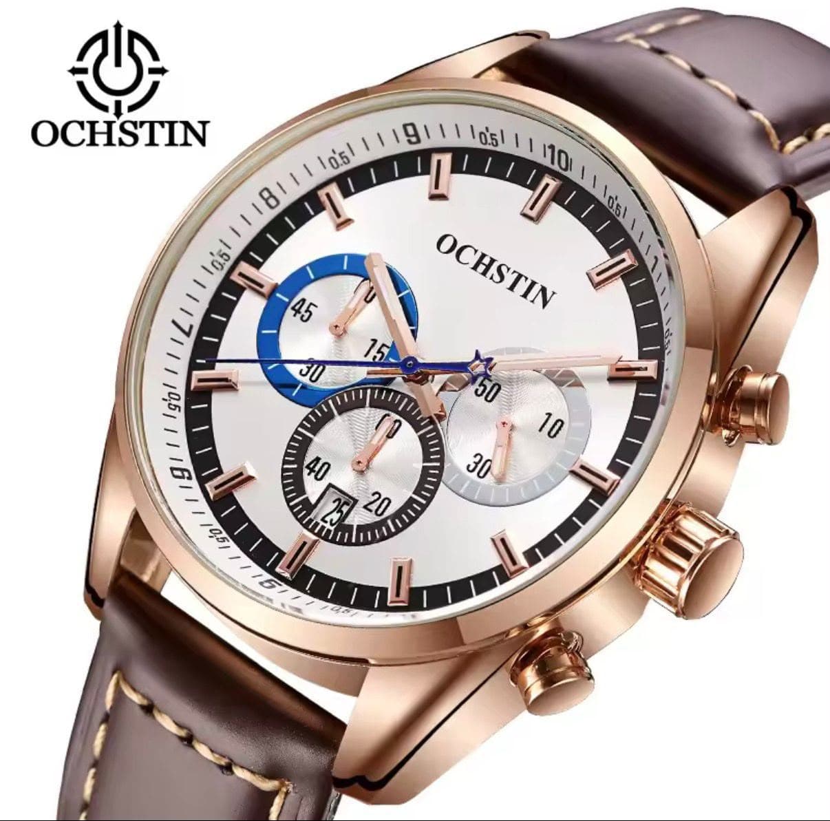 OCHSTIN Chronograph Date Display Water Resistant Leather Mens Watch