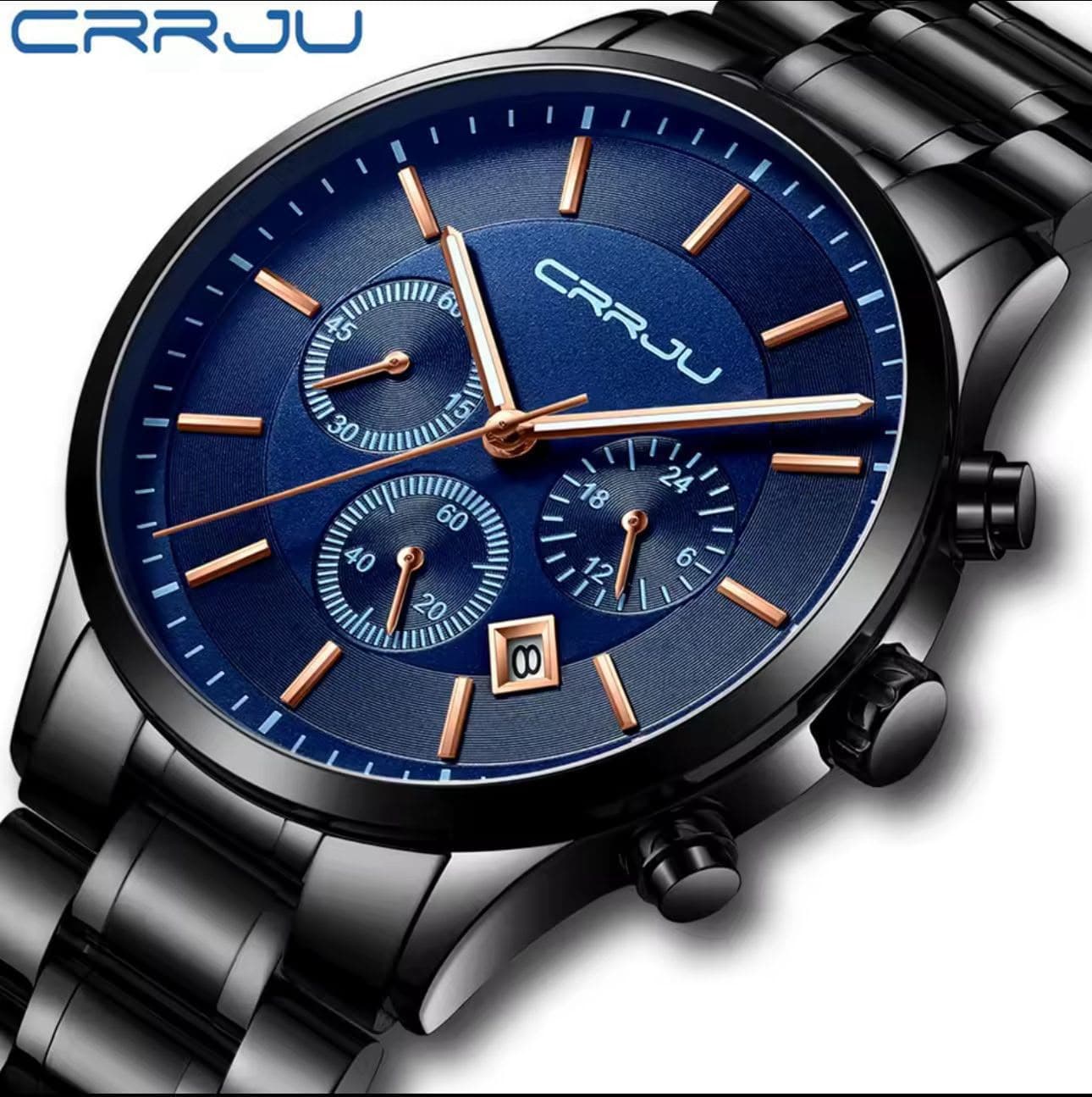 CRRJU Chronograph Date Display Water Resistant Stainless Steel Mens Watch