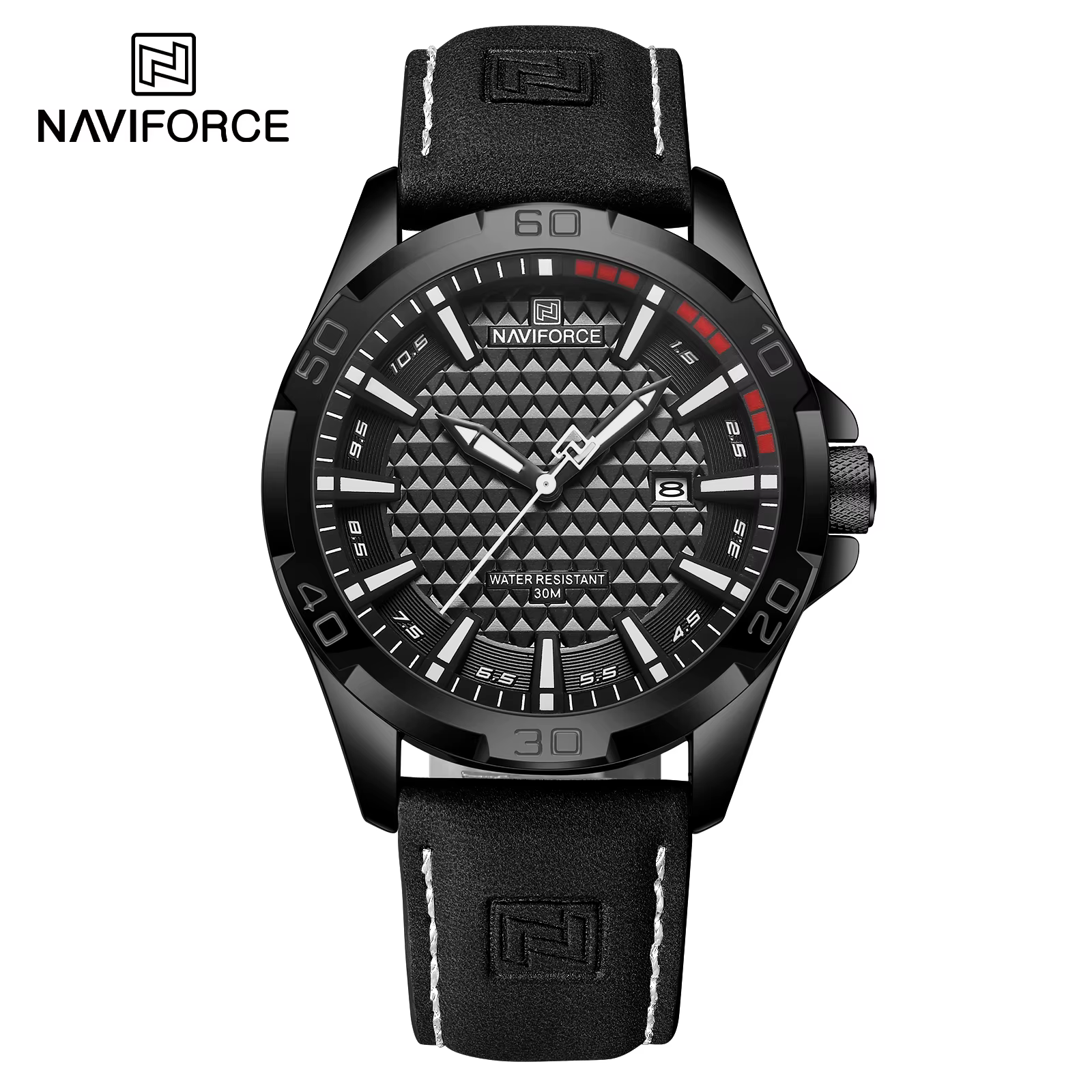 ORIGINAL Naviforce NF8023 Water Resistant Date Display Leather Mens Watch