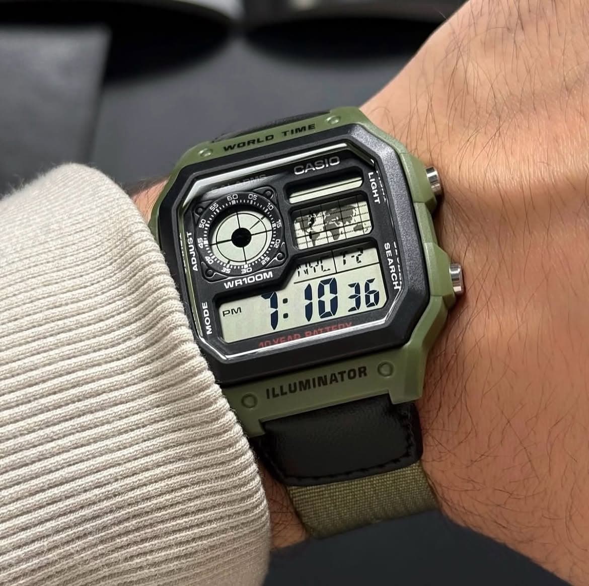 Casio Worldtime Digital Display Converse Straps Men's Watch