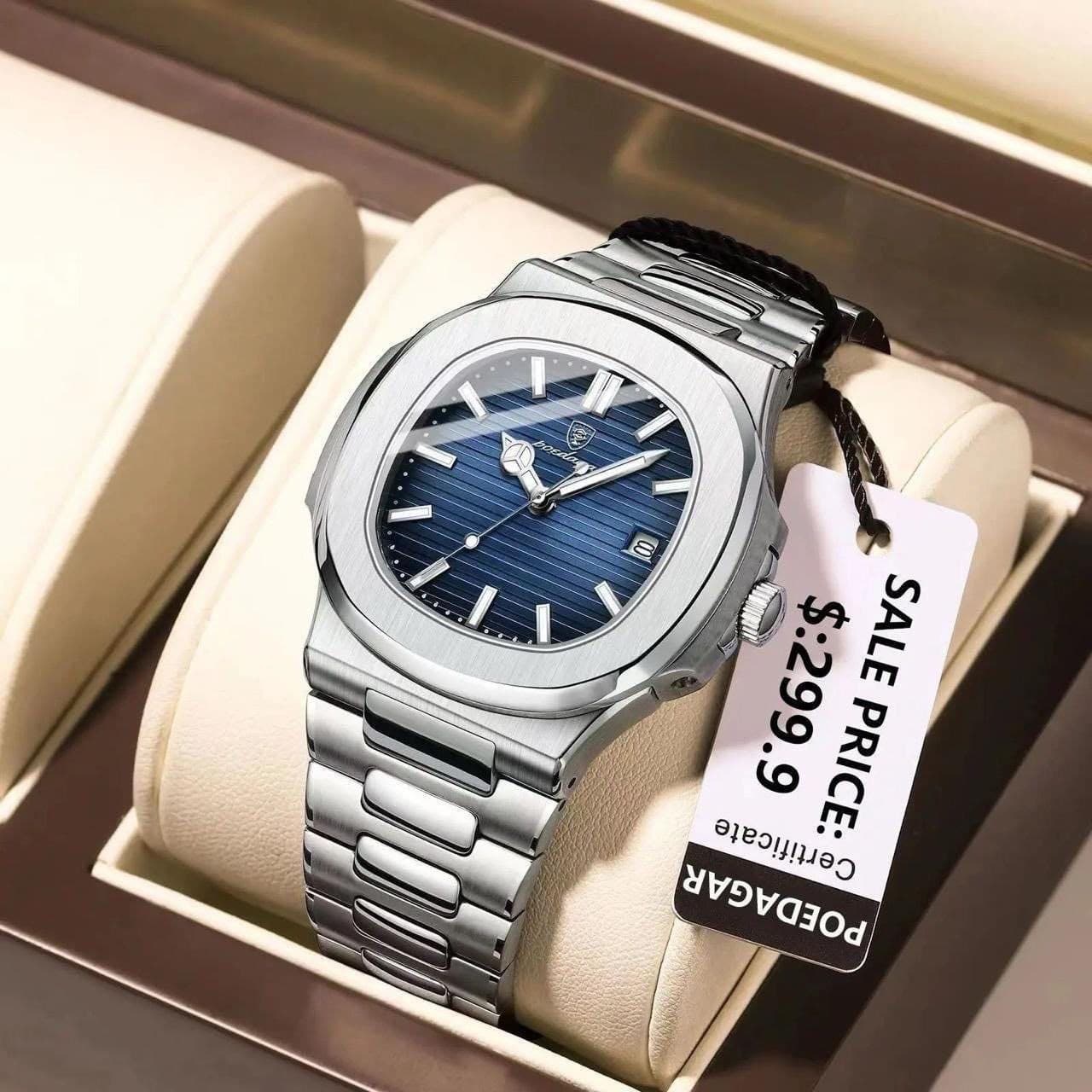 POEDAGAR 613 Water Resistant Stainless Steel Gents Watch